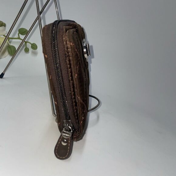 Vera Bradley Quilted Diamond Stitch Brown Turnlock Clutch Wallet - Picture 2 of 9